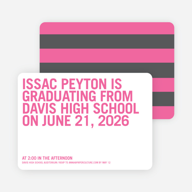 Simple Graduation Invitations - Hot Pink