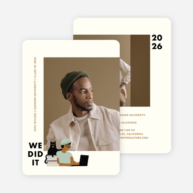 Study Buddy Graduation Announcements & Graduation Invitations - Blue