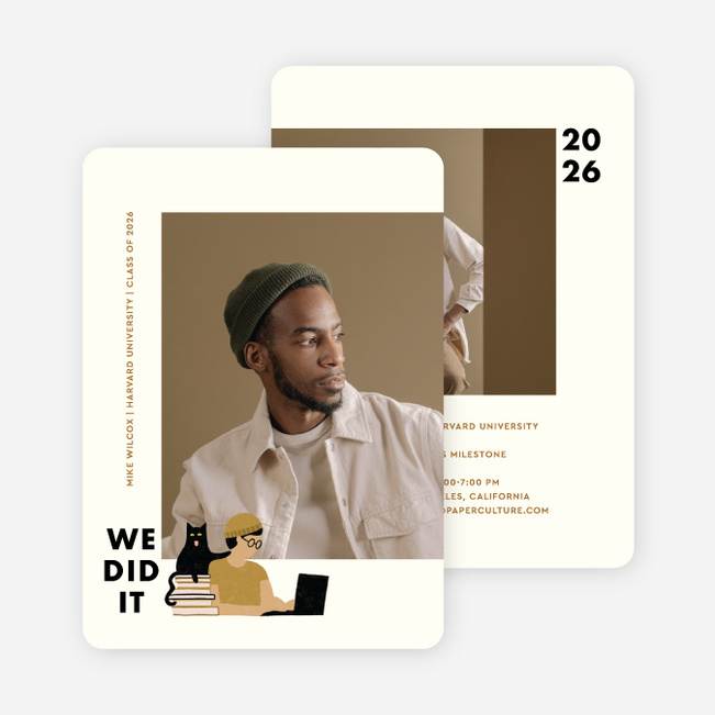 Study Buddy Graduation Announcements & Graduation Invitations - Brown