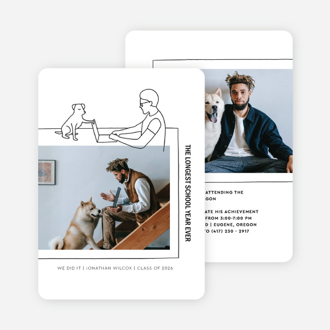 Talk to the Paw Graduation Announcements & Graduation Invitations - White