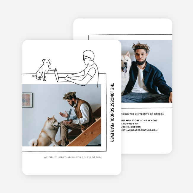 Talk to the Paw Graduation Announcements & Graduation Invitations - White