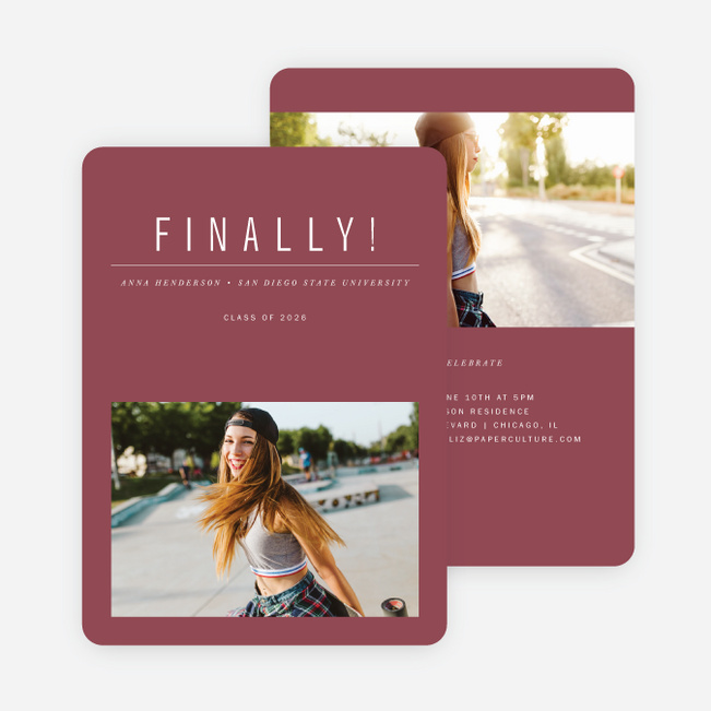 Bold Announcement Graduation Announcements - Red