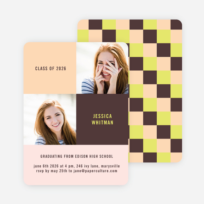 Bold Geometric Graduations Cards - Brown