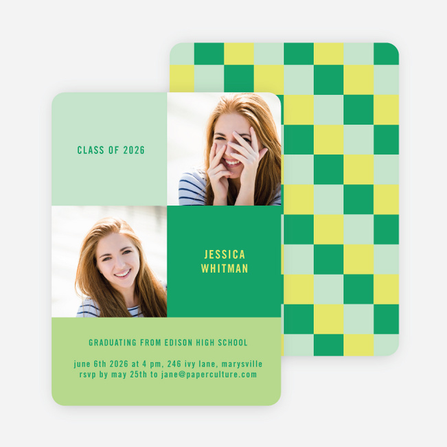 Bold Geometric Graduations Cards - Green