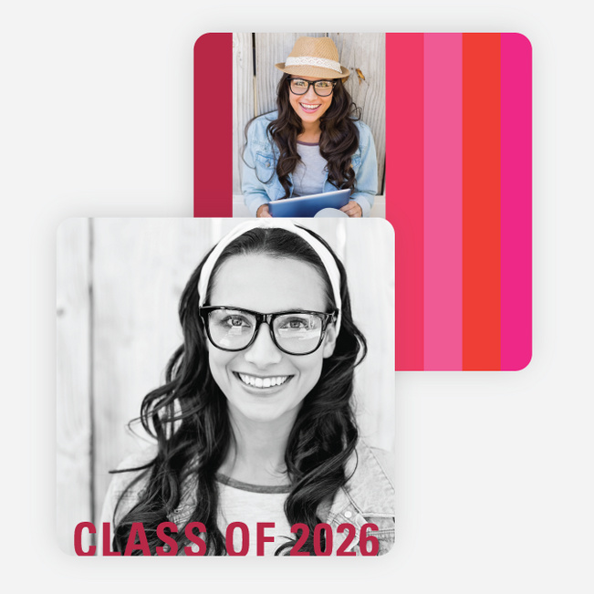 Class Stripes Graduation Announcements - Red