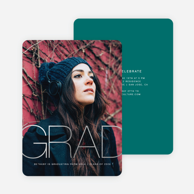 Foil Classic Type Graduation Invitations - Green