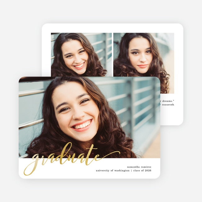 Foil Fun Script Graduation Announcements - Yellow