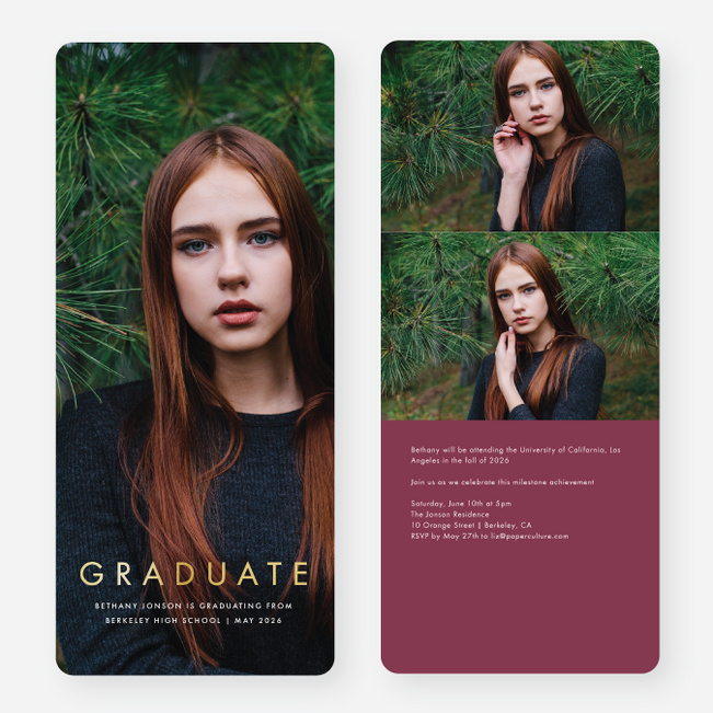 Foil Statement Graduation Invitations - Red