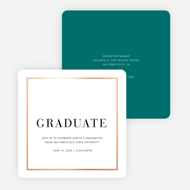 Foil Traditions Graduation Party Invitations - Green