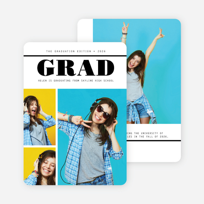 Screaming Headlines Graduation Announcements - Black