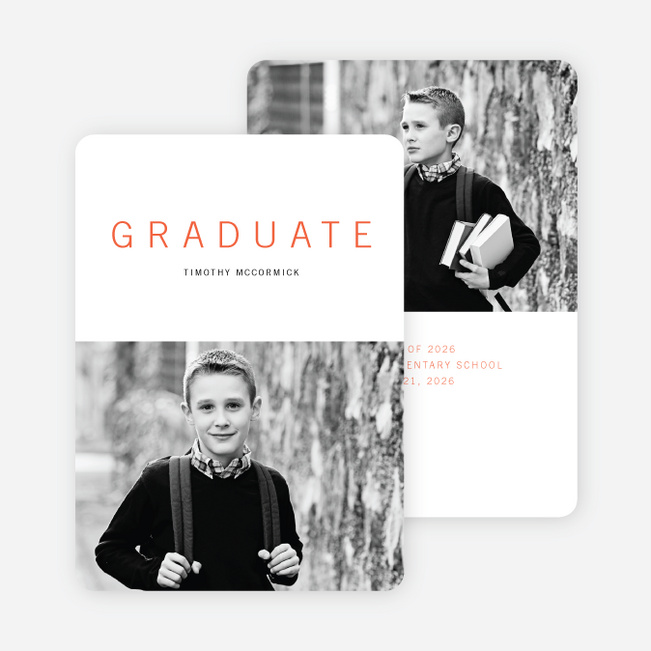 Simple Congrats Elementary Graduation Announcement - Orange