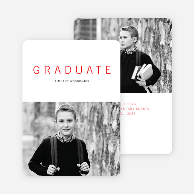 Simple Congrats Elementary Graduation Announcement - Red