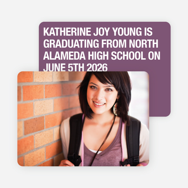 Bold Graduation Announcements and Invitations - Purple