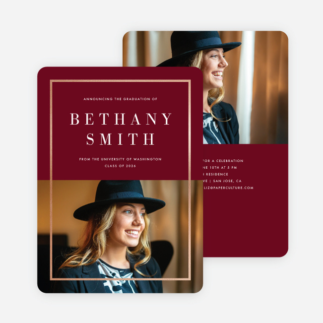 Foil Split Border Graduation Announcements - Red