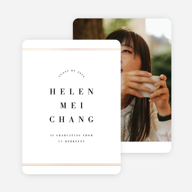 Foil Traditional Flair Graduation Announcements - White