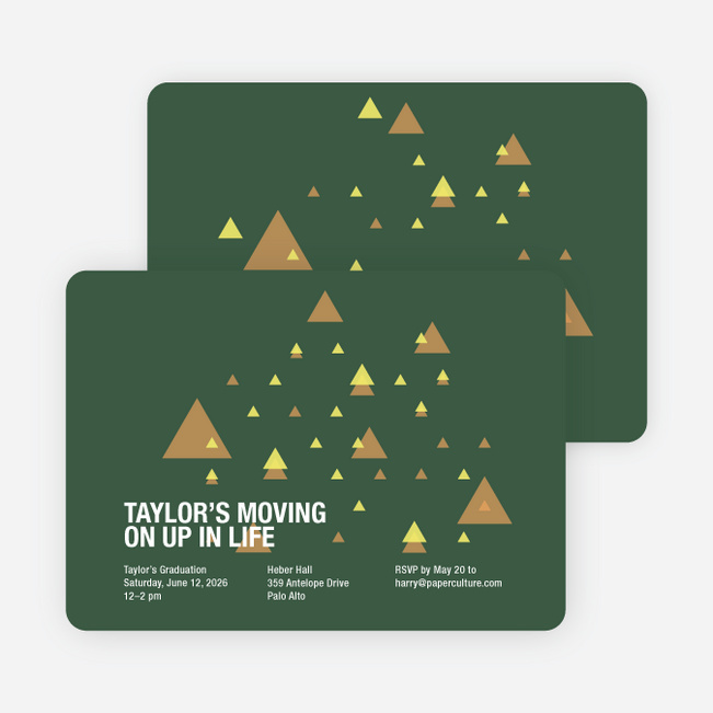 Moving Up Graduation Announcement and Invitation - Forest Green