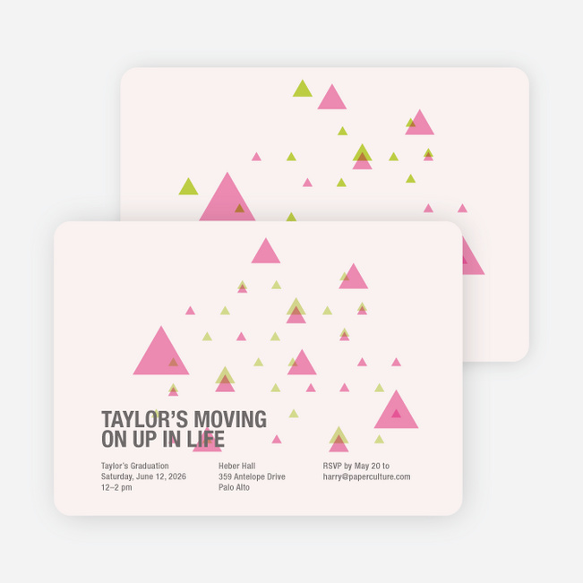Moving Up Graduation Announcement and Invitation - Pale Pink