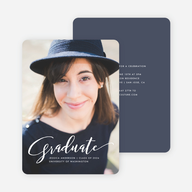 Simply Script Graduation Invitations - Blue