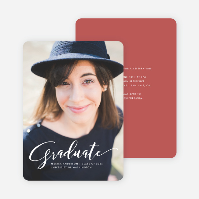 Simply Script Graduation Invitations - Red