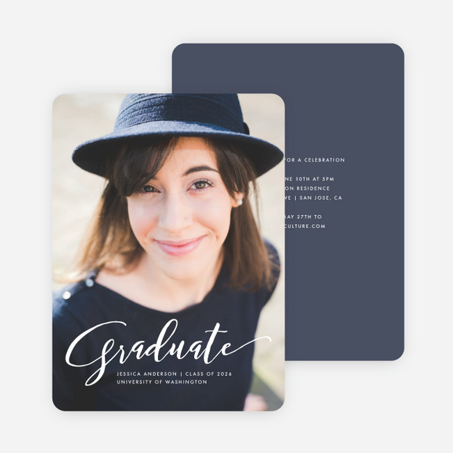 Simply Script Graduation Invitations - Blue