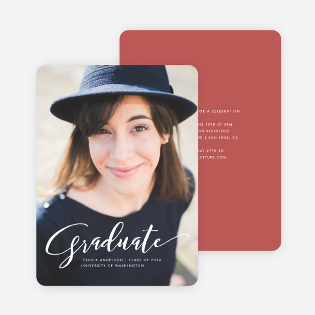 Simply Script Graduation Invitations - Red