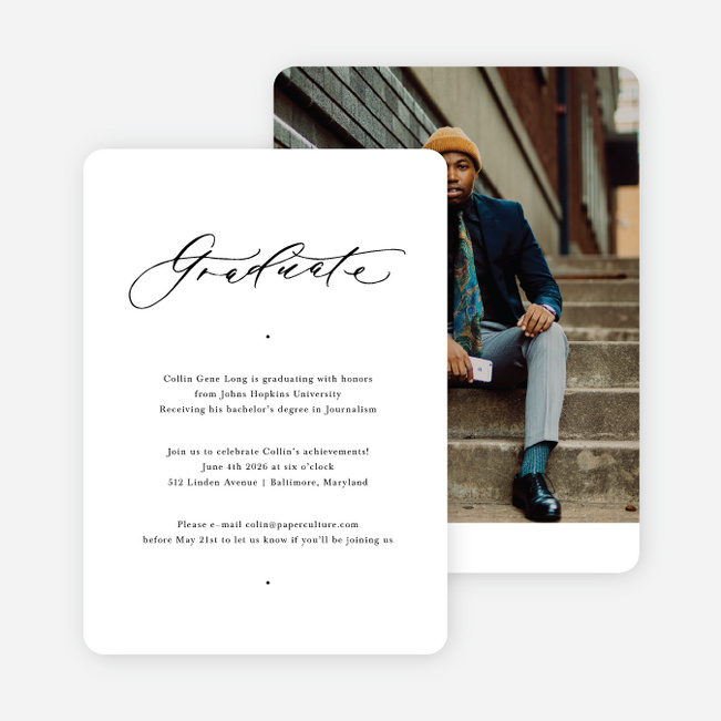 Timeless Achievement Graduation Announcements & Graduation Invitations - White