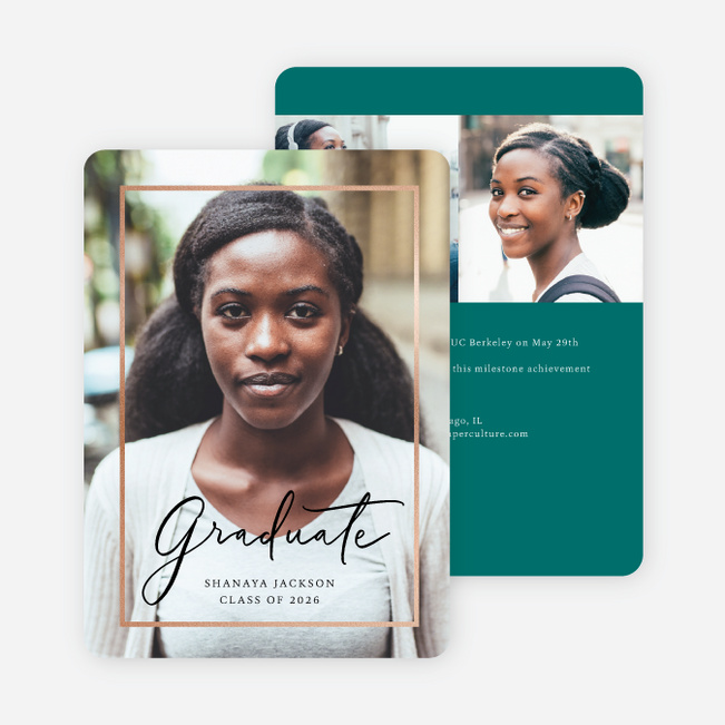 Foil Border Elegance Graduation Invitations - Green