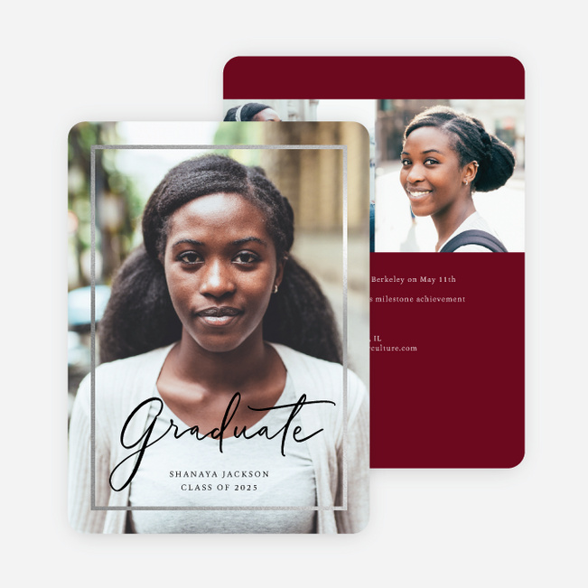 Foil Border Elegance Graduation Invitations - Red