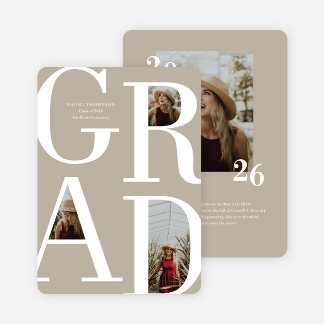 Framed Milestone Graduation Announcements & Graduation Invitations - Beige