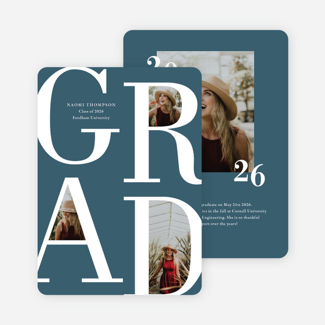 Framed Milestone Graduation Announcements & Graduation Invitations - Blue