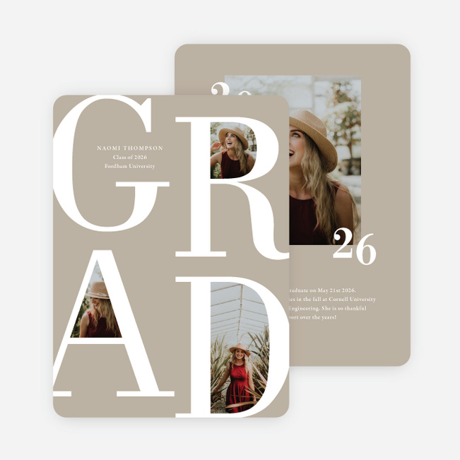 Framed Milestone Graduation Announcements & Graduation Invitations - Beige