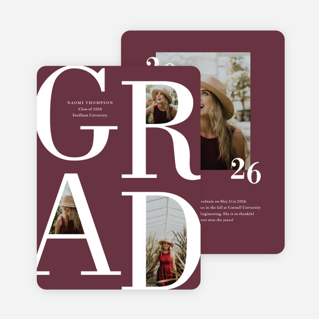 Framed Milestone Graduation Announcements & Graduation Invitations - Red
