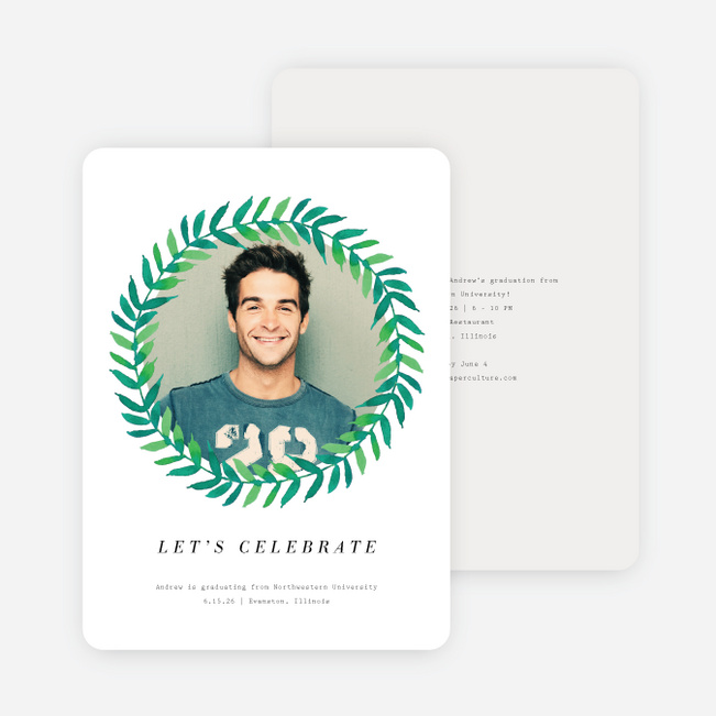 Laurel Wreath Graduation Announcements - White