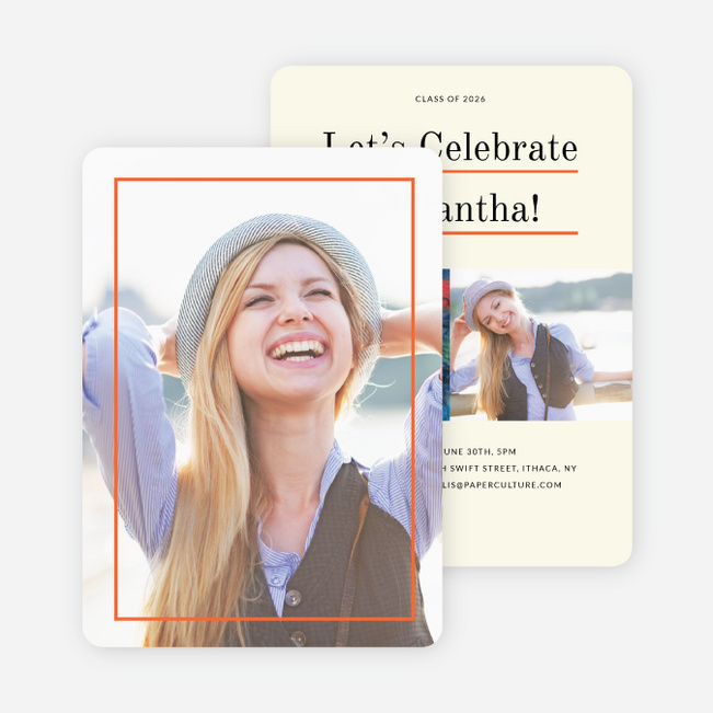 Linear High School Graduation Invitations  - Orange