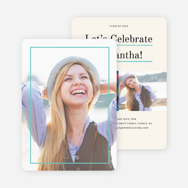 Linear High School Graduation Invitations  - Blue