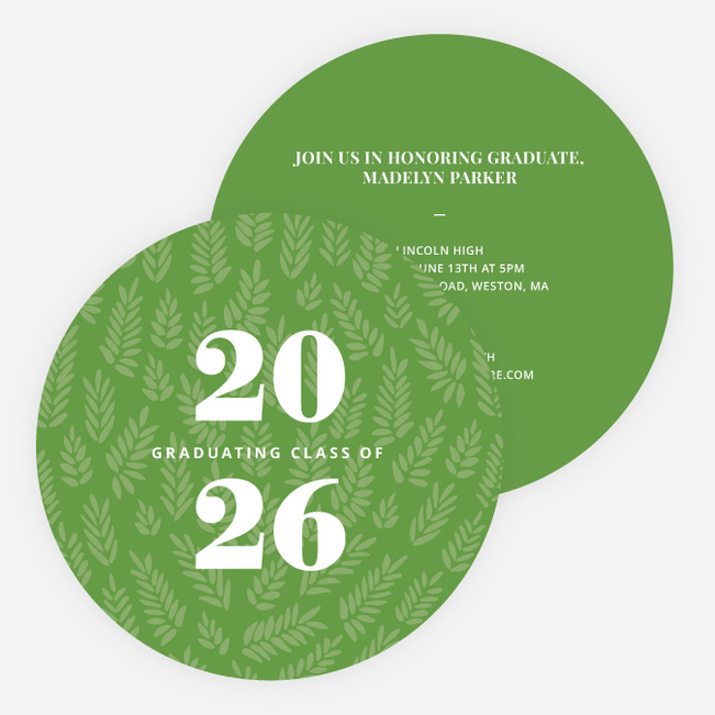 Modern Floral Graduation Announcements - Green