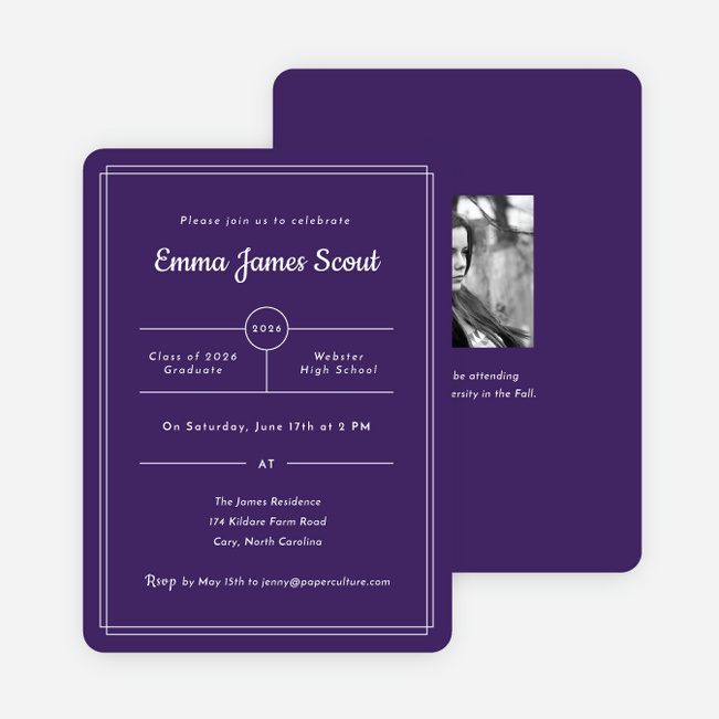 Modern Outlines Graduation Invitations - Purple