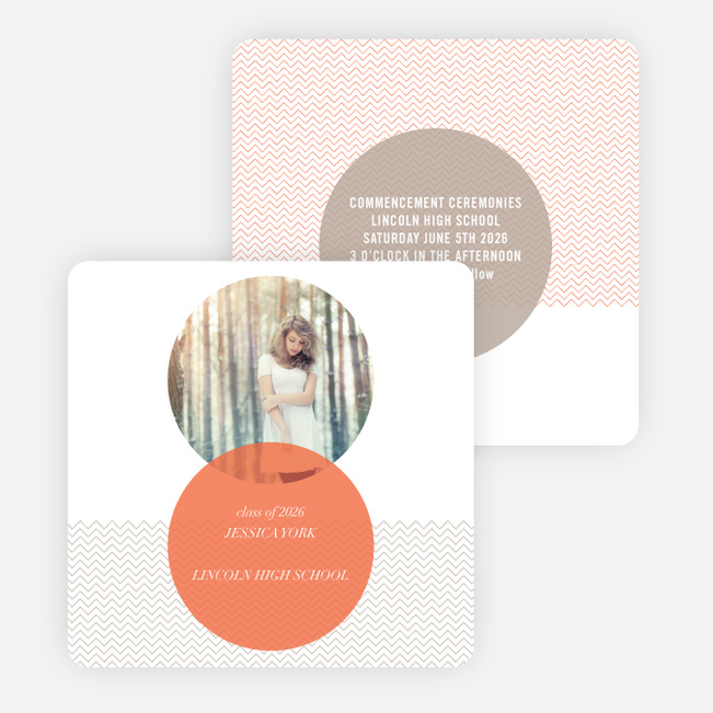 Thin Chevron Stripes Graduation Announcements - Orange