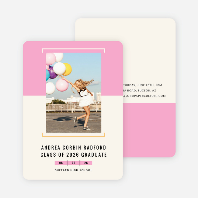 Two-Toned Graduation Invitations - Pink