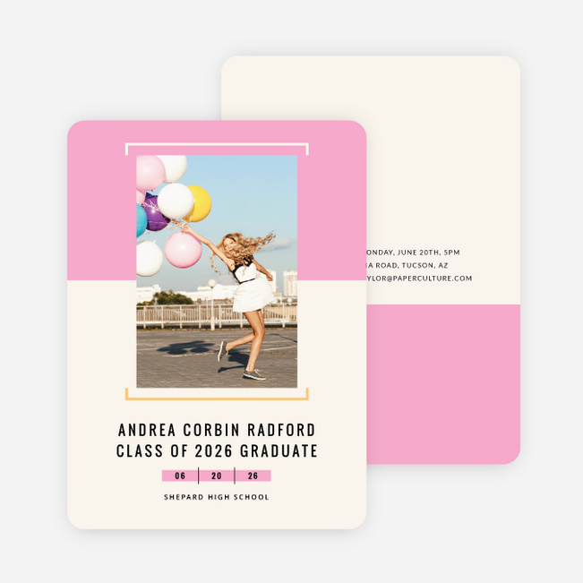 Two-Toned Graduation Invitations - Pink