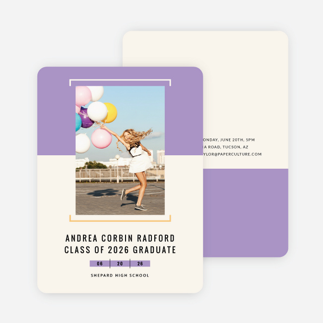 Two-Toned Graduation Invitations - Purple