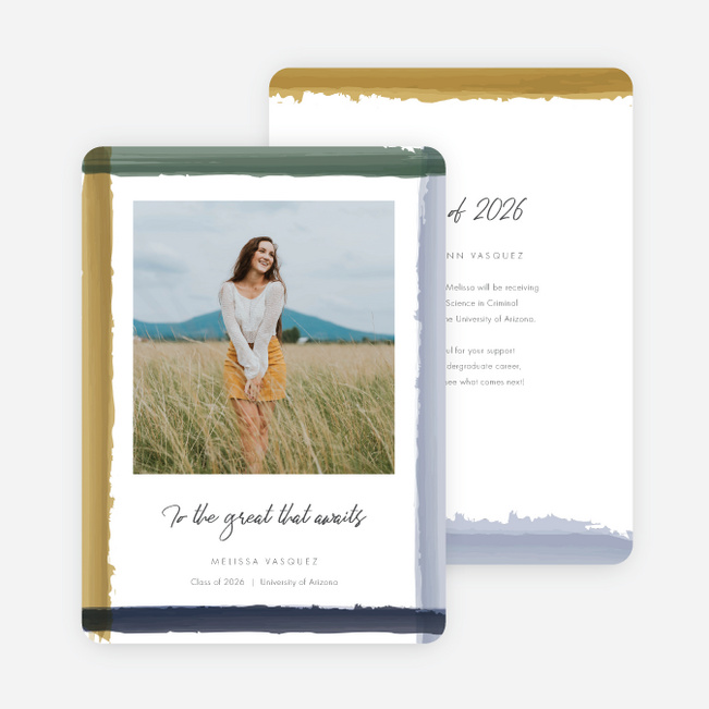 Watercolor Border Graduation Announcements & Graduation Invitations - Multi