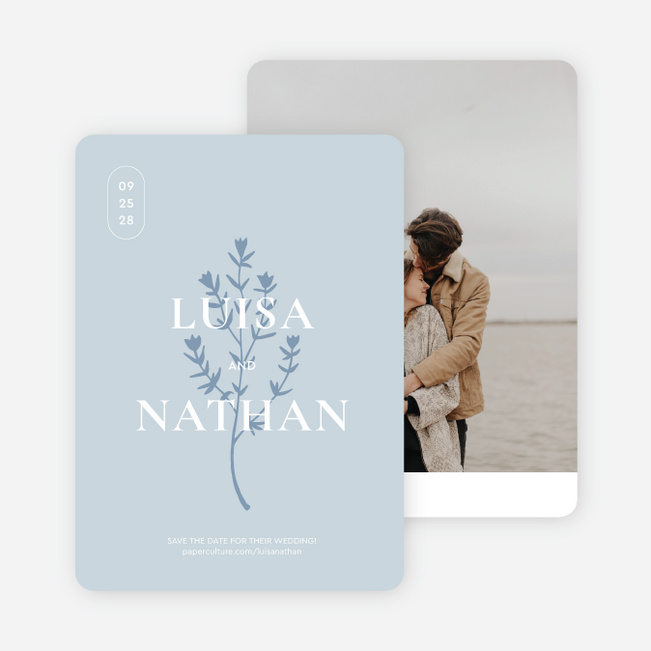 Blushing Shadow Save the Date Cards - Blue