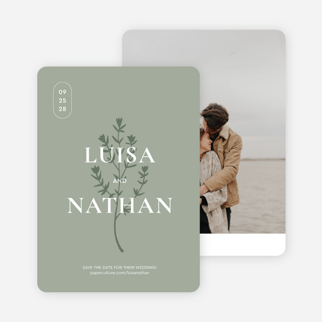 Blushing Shadow Save the Date Cards - Green