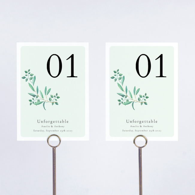 Gentle Eucalyptus Wedding Table Cards - Green