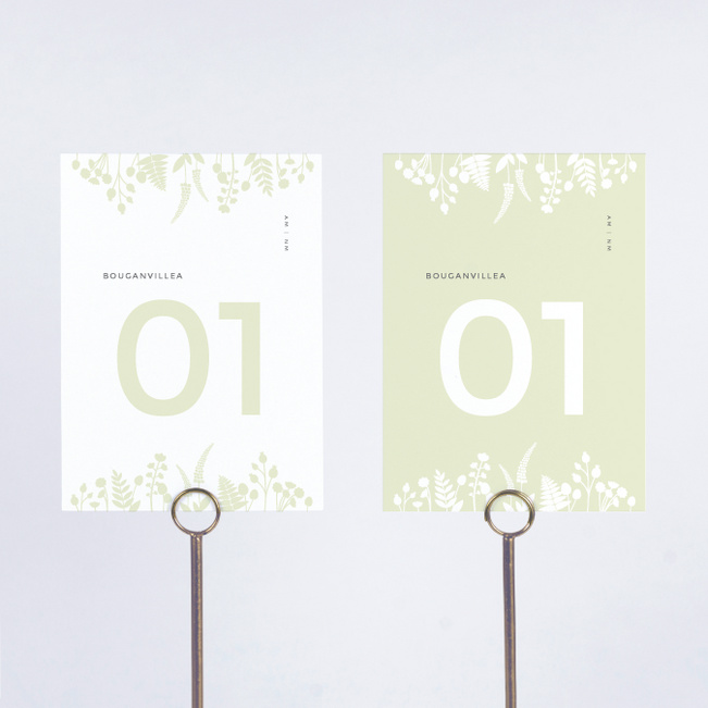 Opposites Attract Wedding Table Cards - Green