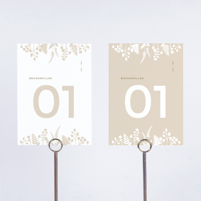 Opposites Attract Wedding Table Cards - Brown