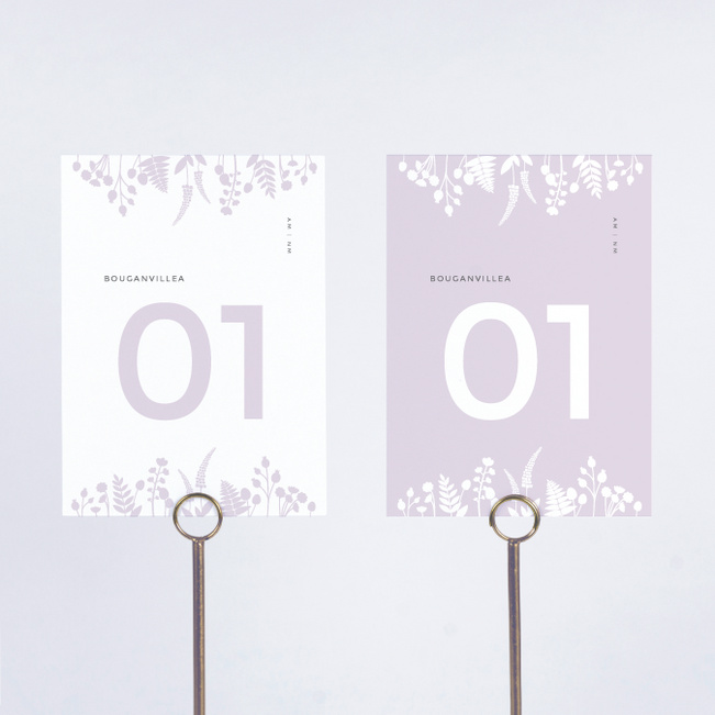 Opposites Attract Wedding Table Cards - Purple