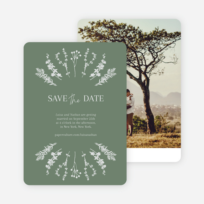 Rustic Garden Herbs Save the Date Cards - Green
