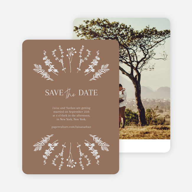 Rustic Garden Herbs Save the Date Cards - Brown